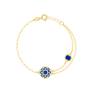 Amelia Marrakesh 18k Yellow Gold Bracelet with Blue and Green Mother of Pearl