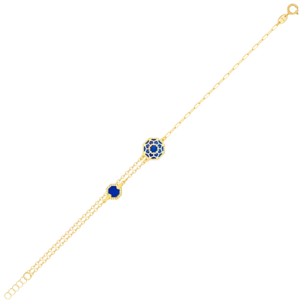 Amelia Marrakesh 18k Yellow Gold Bracelet with Blue and Green Mother of Pearl