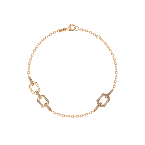 Links Single & Double Diamond Motif Bracelet in 18K Rose Gold